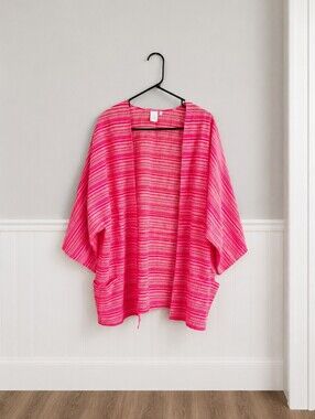 Jones New York Open Front Striped Kimono